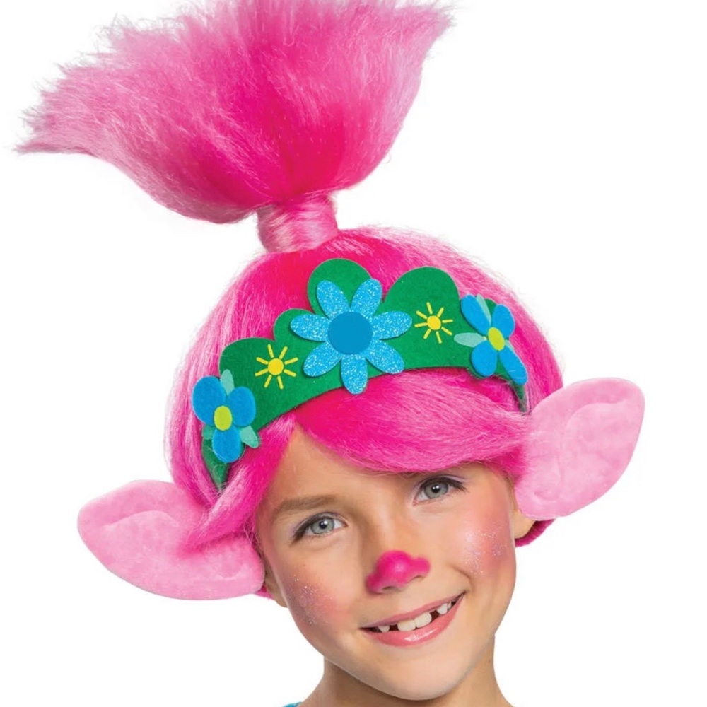 Trolls Wig Queen Poppy Hair NEW age 4-10